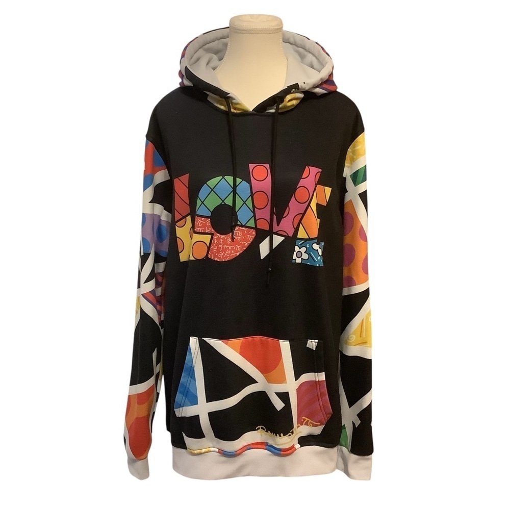 FRESH HOODS BY BRITTO MULTI-COLOUR ABSTRACT LOVE HODDIE/ SWEATSHIRT/ Size S